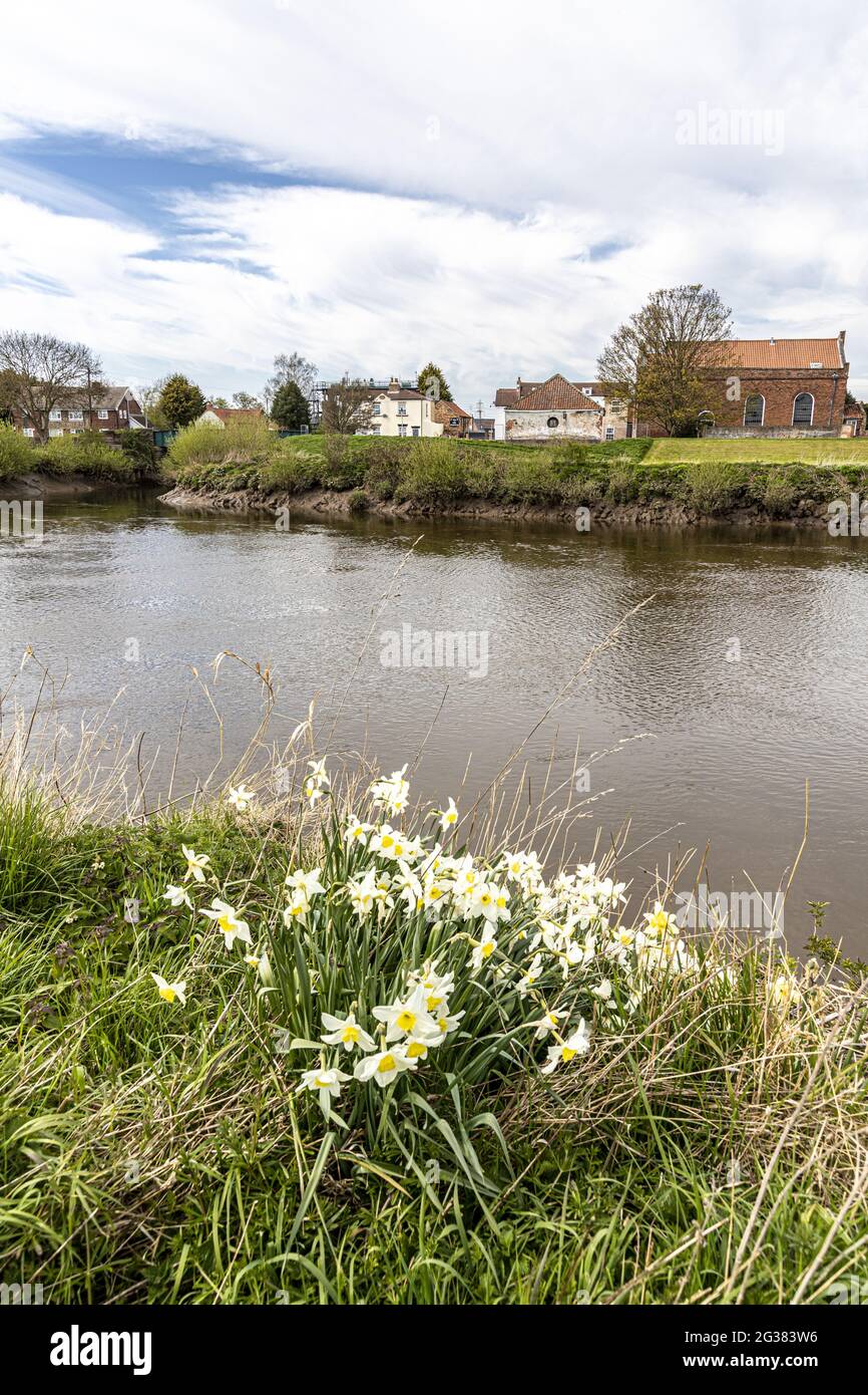 Das Dorf West Stockwith am Fluss Trent, Nottinghamshire, Großbritannien Stockfoto