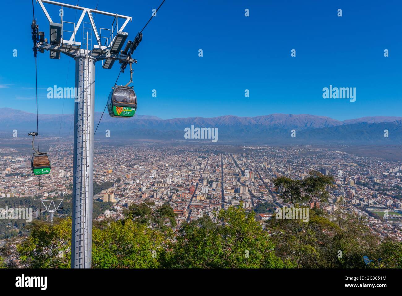 Blick vom Hügel Cerro San Bernardo, Teleferico San Bernado , Kolonialstadt Salta im Nordwesten Argentiniens, Lateinamerika Stockfoto