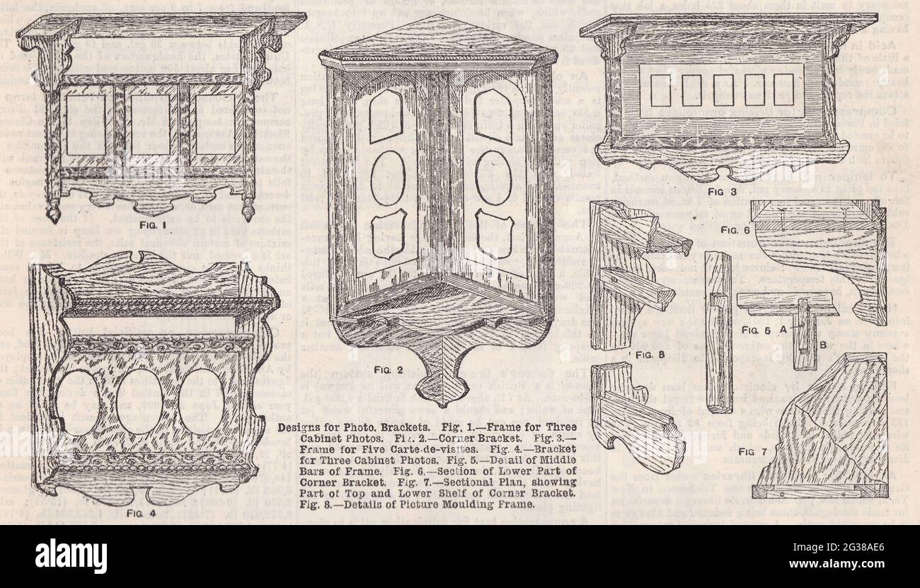 Work The Illustrated Weekly Journal for Mechanics 1900 - Designs for Photo Brackets. Stockfoto
