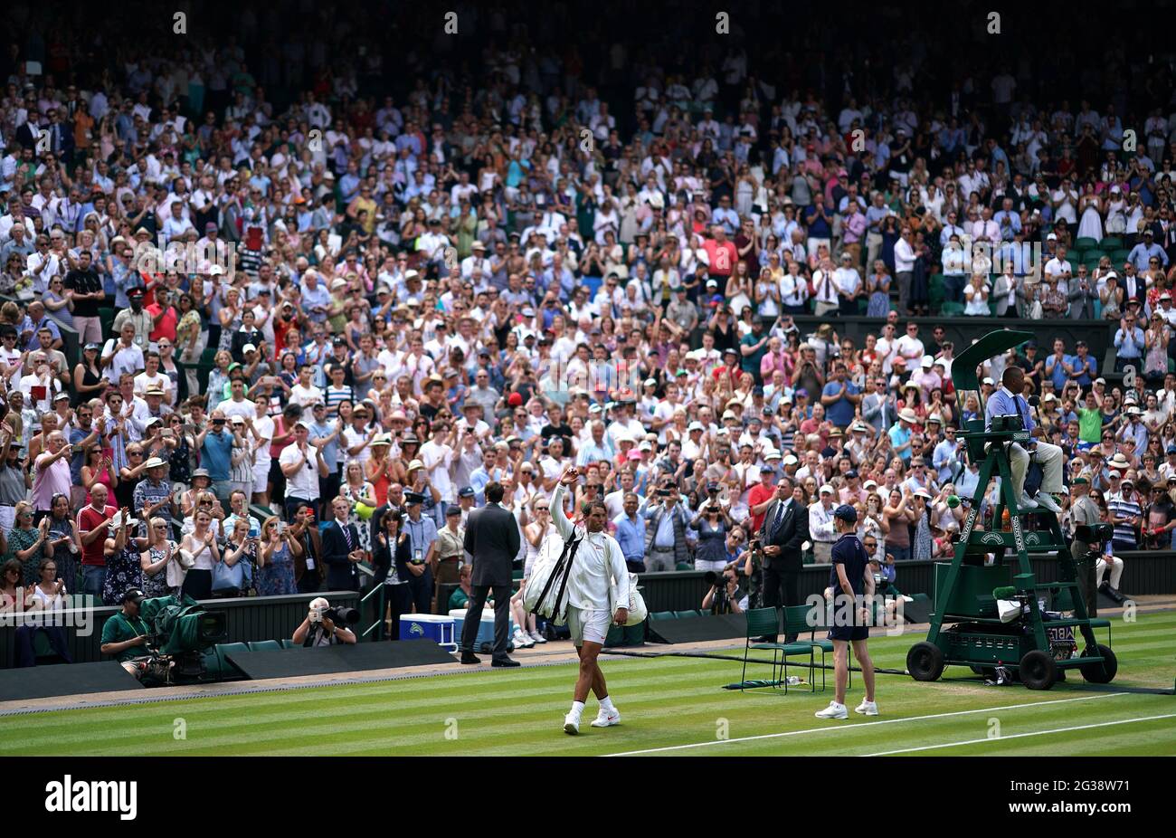 Datei-Foto vom 05-07-2018 von Rafael Nadal bei den Wimbledon Championships 2018. Ausgabedatum: Montag, 14. Juni 2021. Stockfoto