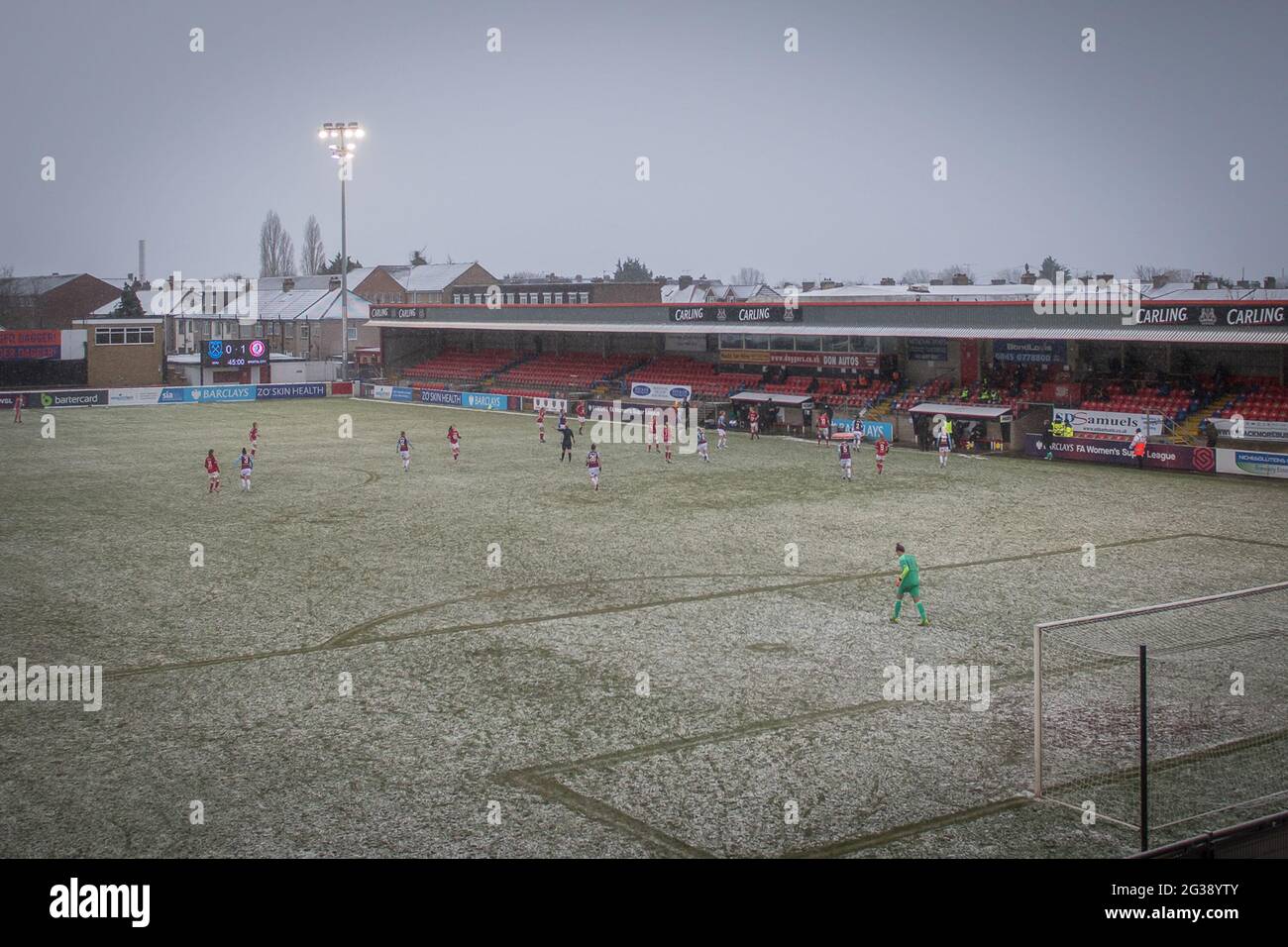 Dagenham, Greater London, England 07. Februar 2021. Barclays FA Super League-Spiel zwischen West Ham United Women und Bristol City Women. Stockfoto