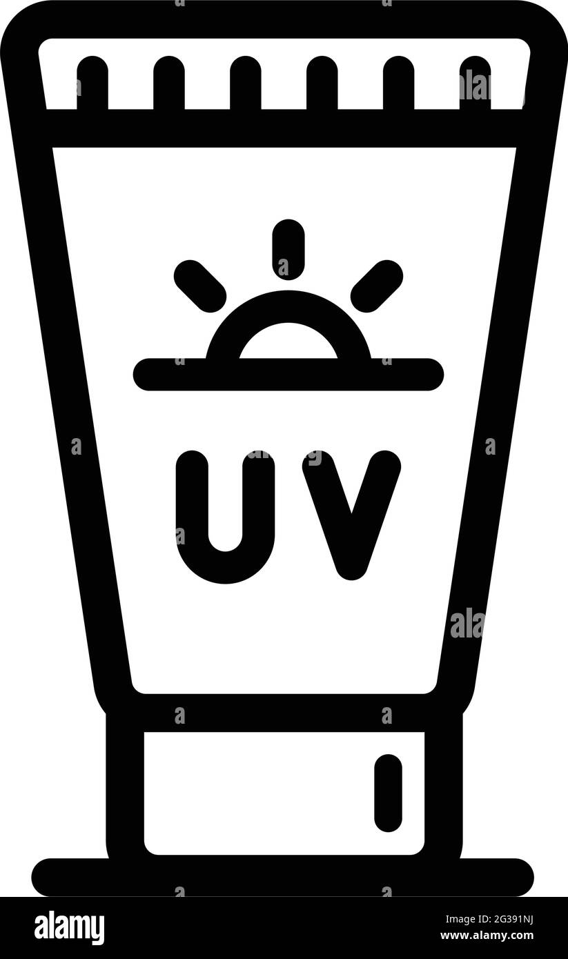 Sonnencreme-Symbol. Kontur Sunblock Vektor-Symbol für Web-Design isoliert auf weißem Hintergrund Stock Vektor