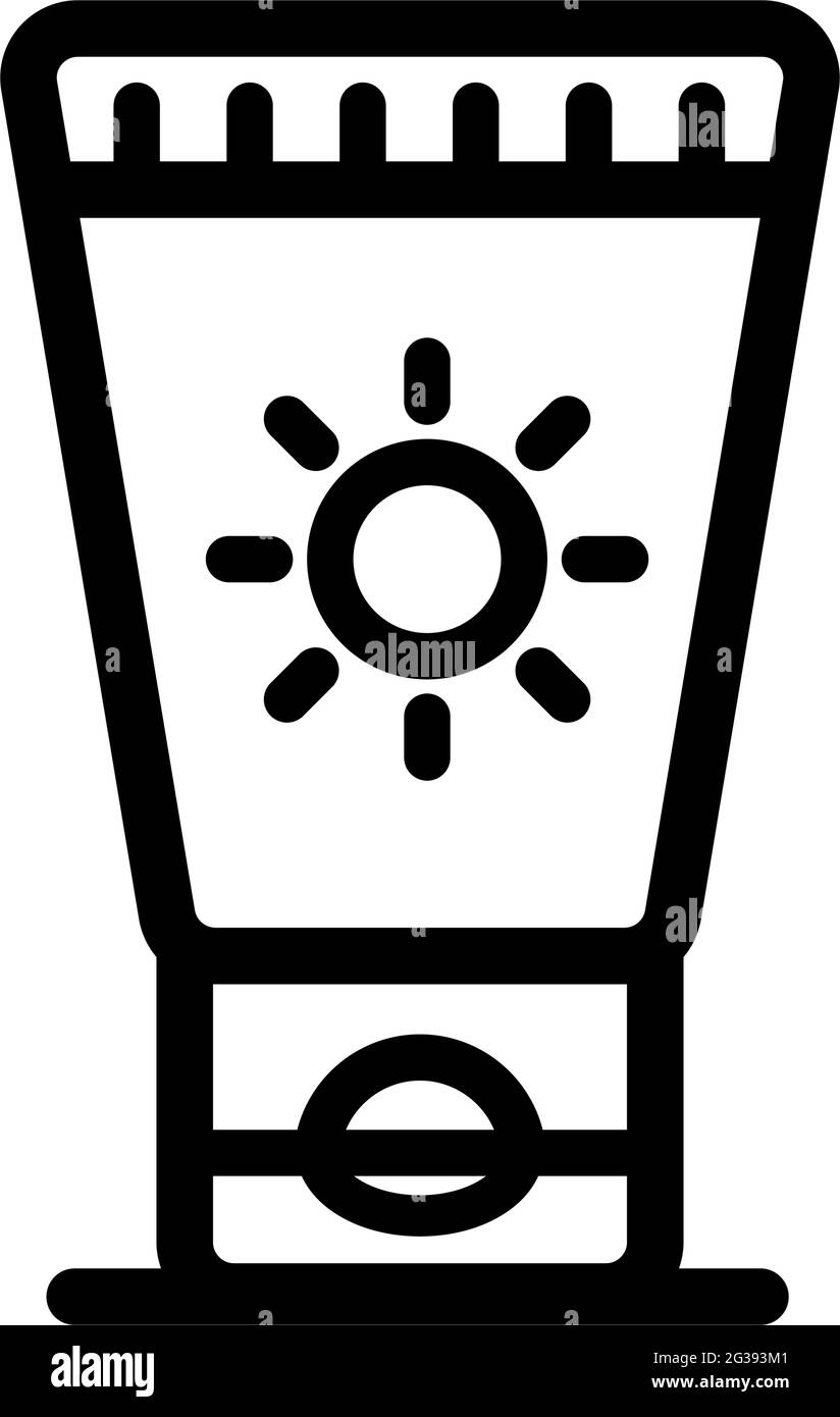 Sonnencreme-Symbol. Kontur Sunblock Vektor-Symbol für Web-Design isoliert auf weißem Hintergrund Stock Vektor
