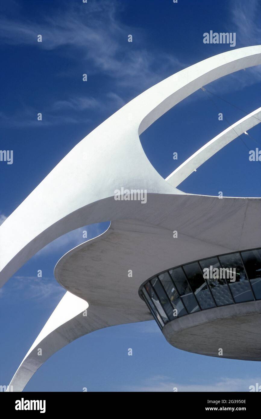 Detail des Theme Building Restaurants im LAX in Los Angeles, CA Stockfoto