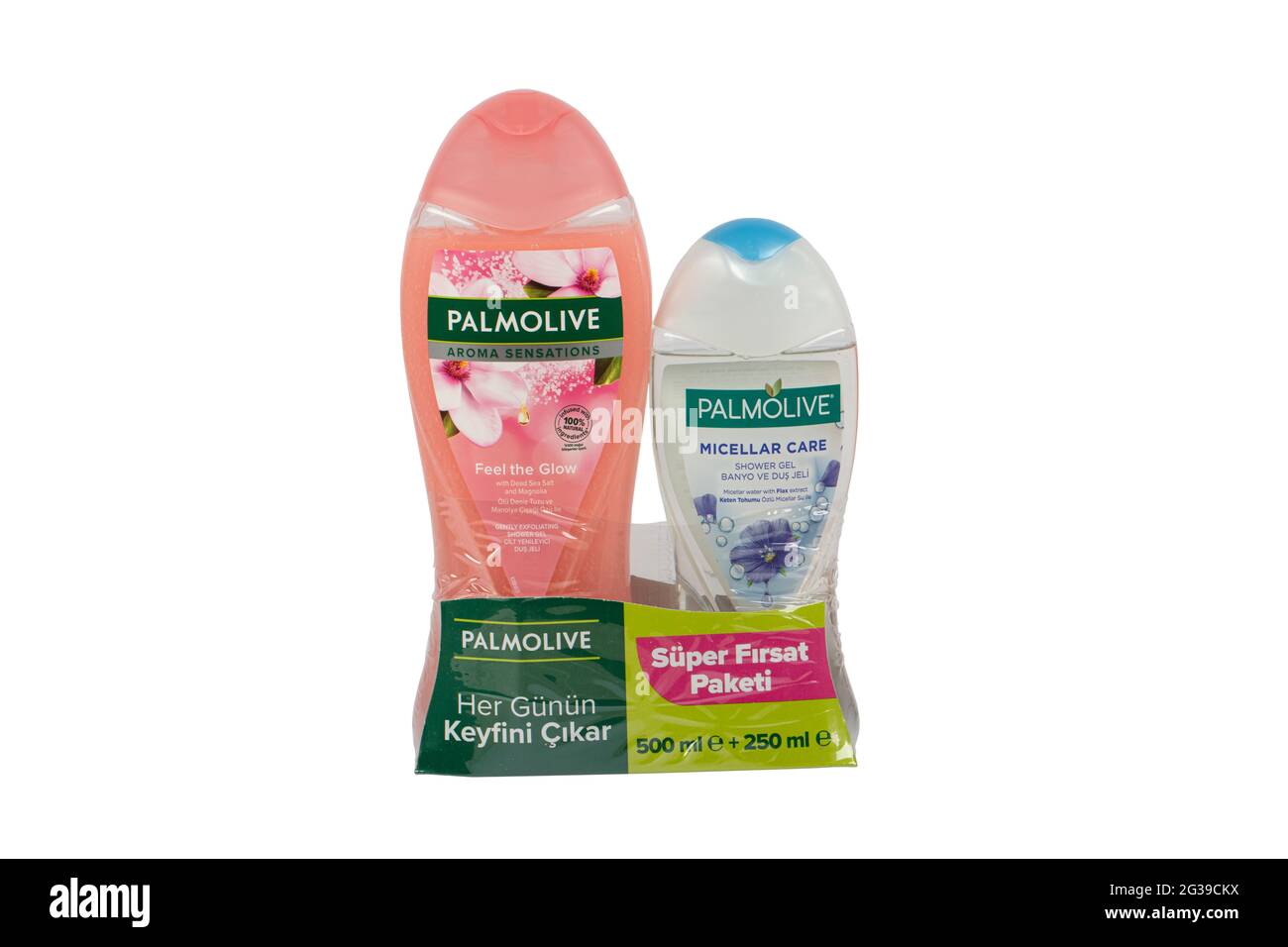 Istanbul, Türkei - 10. Juni 2021: Palmolive Duschgel und Shampoo. Produkte von Palmolive, Kosmetikmarke des amerikanischen Unternehmens Colgat Stockfoto Istanbul, Türkei - 10. Juni 2021: Palmolive Duschgel und Shampoo. Produkte von Palmolive, Kosmetikmarke des amerikanischen Unternehmens Colgat Stockfoto