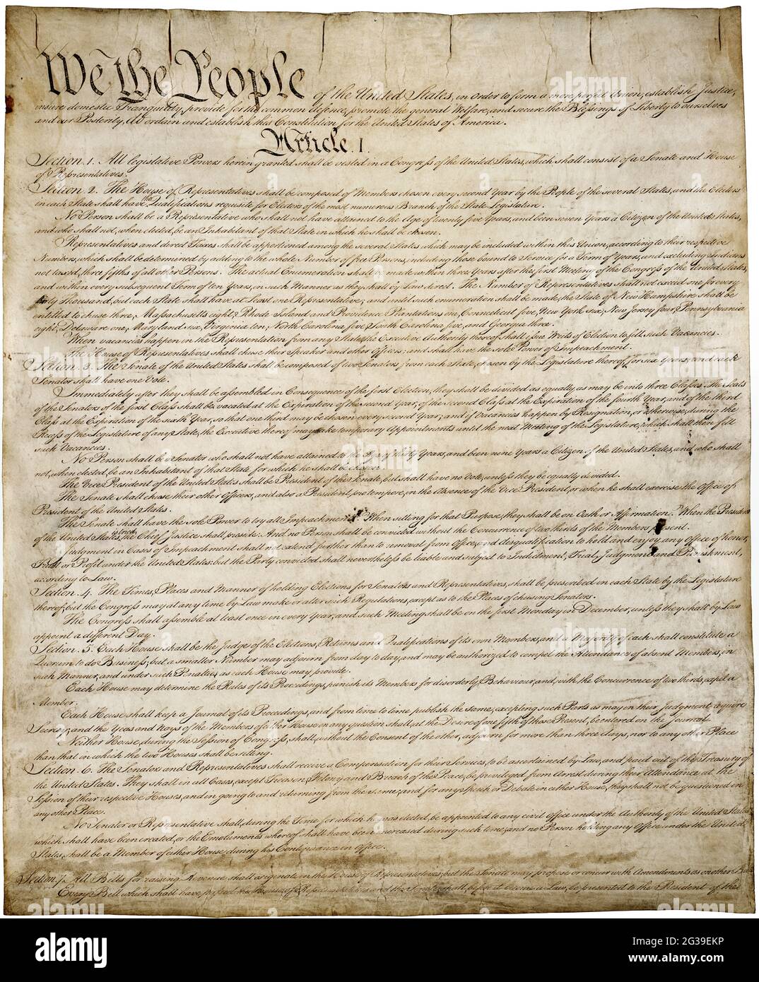 Die Verfassung der Vereinigten Staaten Stockfoto