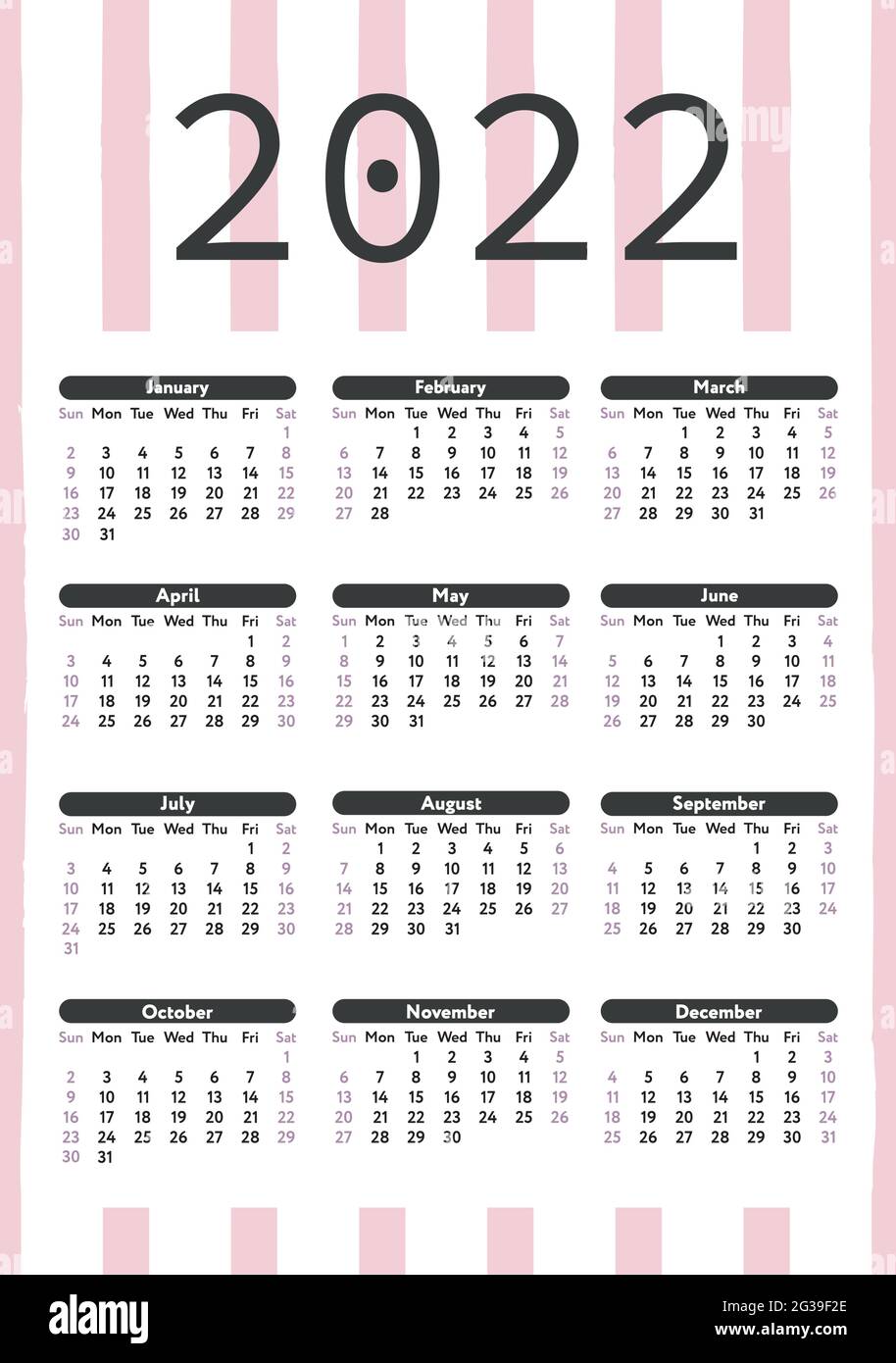 Vorlage für den Jahreskalender 2022 Stock Vektor