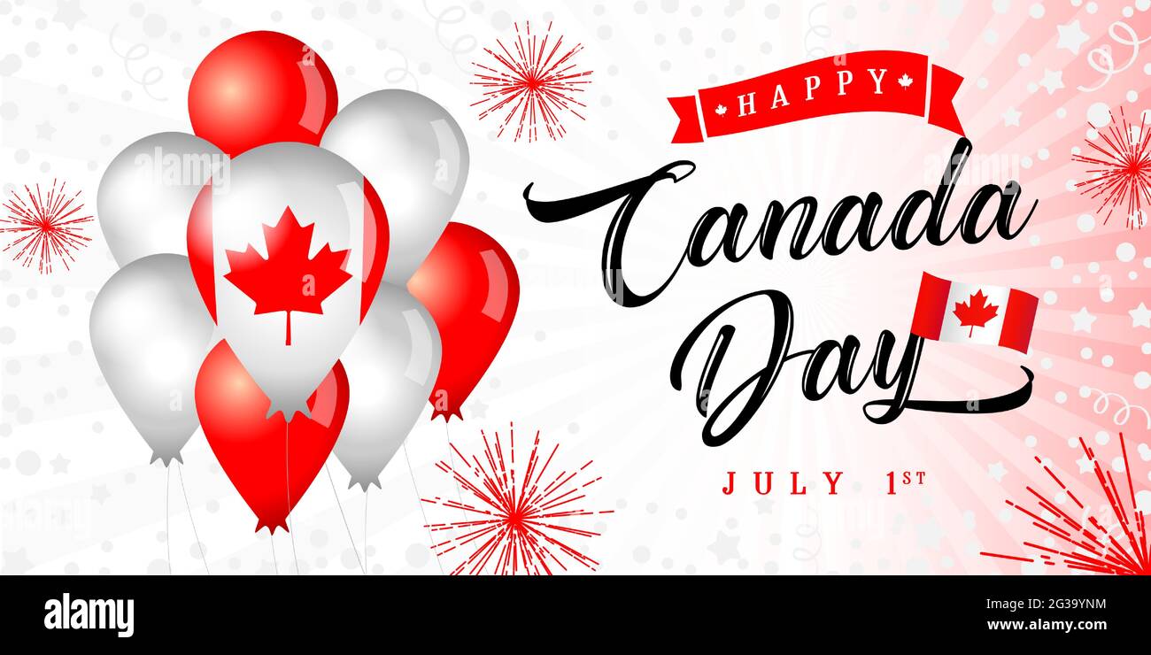 Alles gute zum Canada Day, kreative Grüße. Isolierte abstrakte Grafik-Design-Vorlage. Der Nationalfeiertag von Québec gratgt dem Konzept. Feiertagshintergrund mit d Stock Vektor