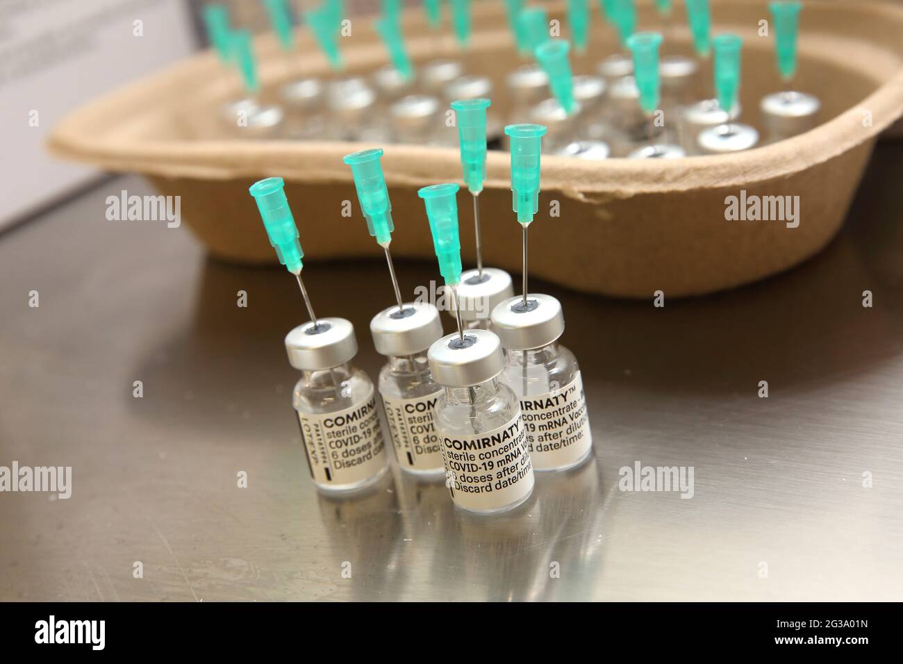 Pfizer, BioNTech, vakcína, očkovací látka, covid, Covid-19, SARS-CoV-2, očkování, vakcinace, Ochrana, Imunita, pandemie, Epidemiie, vir, Virus, Karante Stockfoto