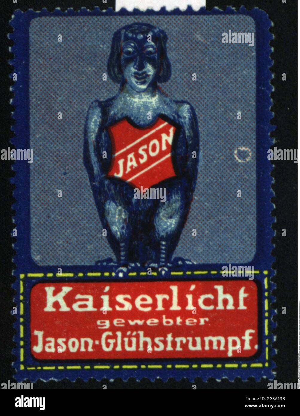 Werbung, Plakatstempel, Beleuchtung, Kaiserlicht, Glühmantel, CIRCA 1910, ZUSÄTZLICHE-RIGHTS-CLEARANCE-INFO-NOT-AVAILABLE Stockfoto