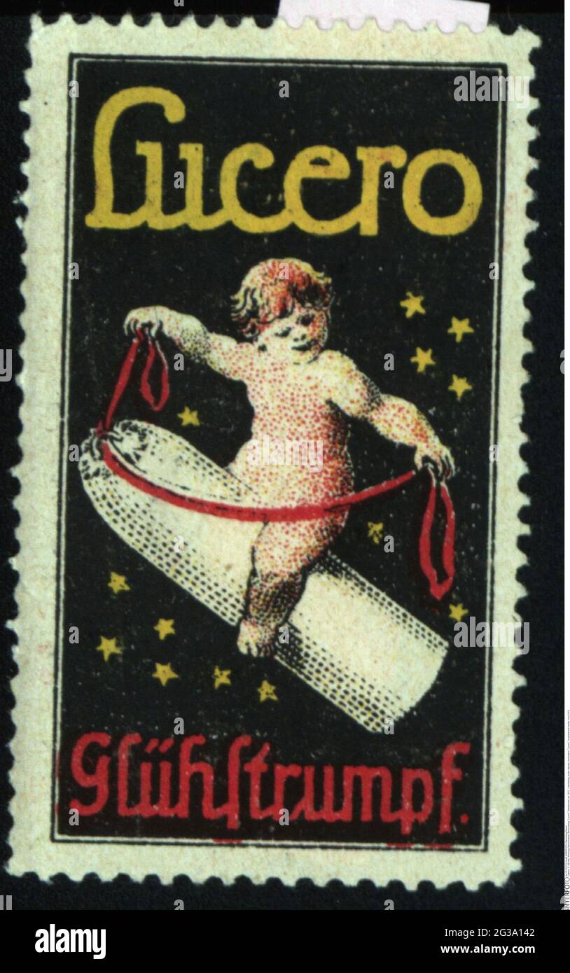 Werbung, Plakatstempel, Beleuchtung, 'Lucero', Glühmantel, CIRCA 1910, ZUSÄTZLICHE-RIGHTS-CLEARANCE-INFO-NOT-AVAILABLE Stockfoto