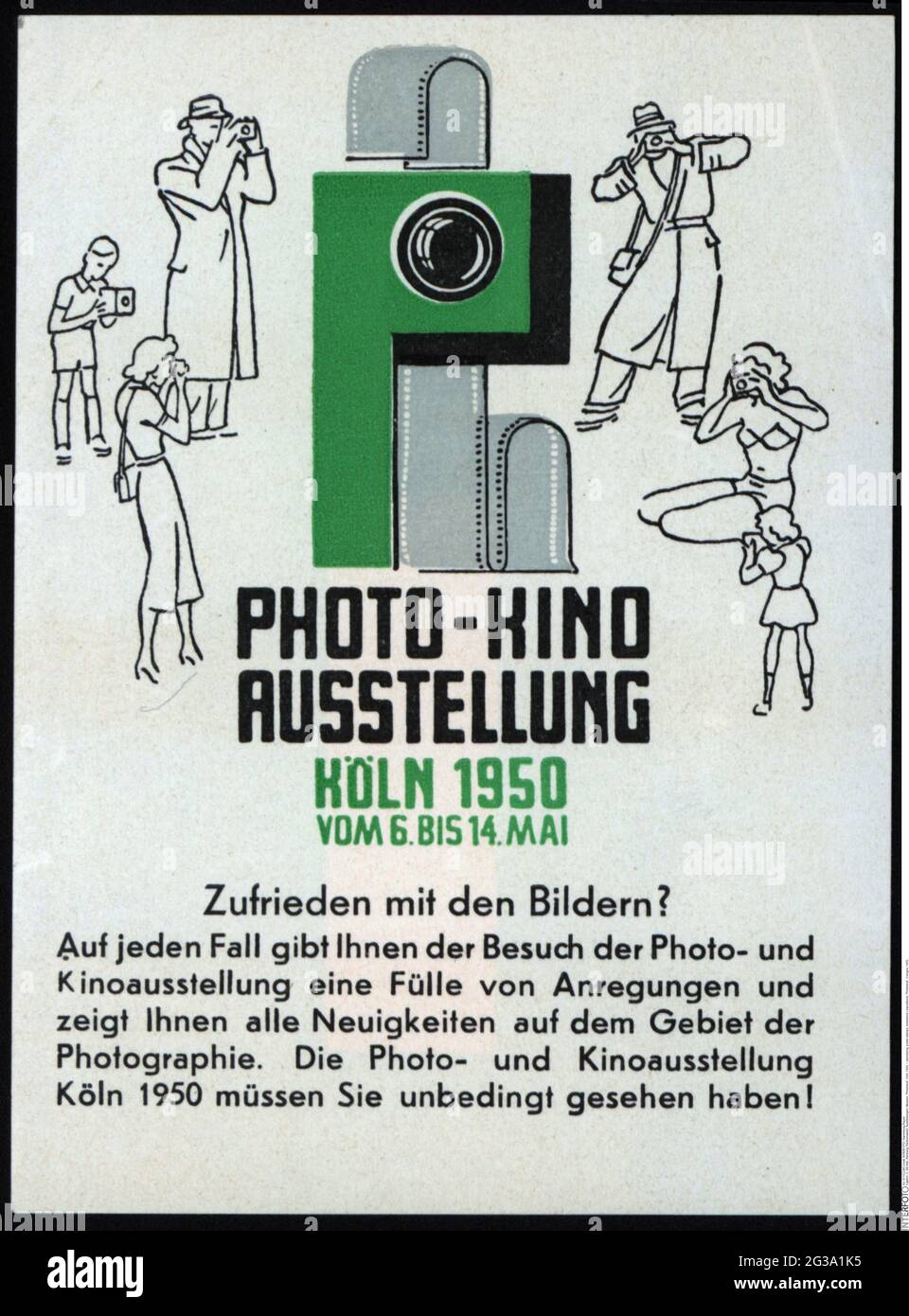 Werbung, Plakatmarken, Ausstellungen / Ausstellungen, 'Photokina', Köln, 1950, ADDITIONAL-RIGHTS-CLEARANCE-INFO-NOT-AVAILABLE Stockfoto