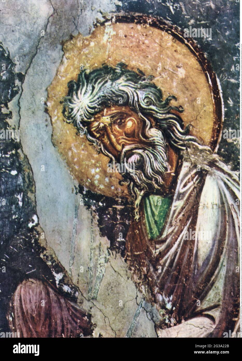 Simeon Theodokos, 3. Jahrhundert v. Chr., Heiliger, halblanger Druck auf Wandmalerei, ZUSÄTZLICHE-RIGHTS-CLEARANCE-INFO-NOT-AVAILABLE Stockfoto