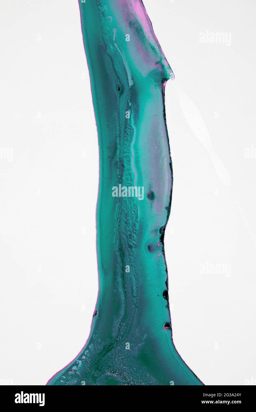 Malerei Pinsel Textur Dekoration mit Kunst Acryl Poster Design. Abstrakter Hintergrund mit Aquarell-Färbelementen. Muster aus flüssigem Marmor. Hand Stockfoto