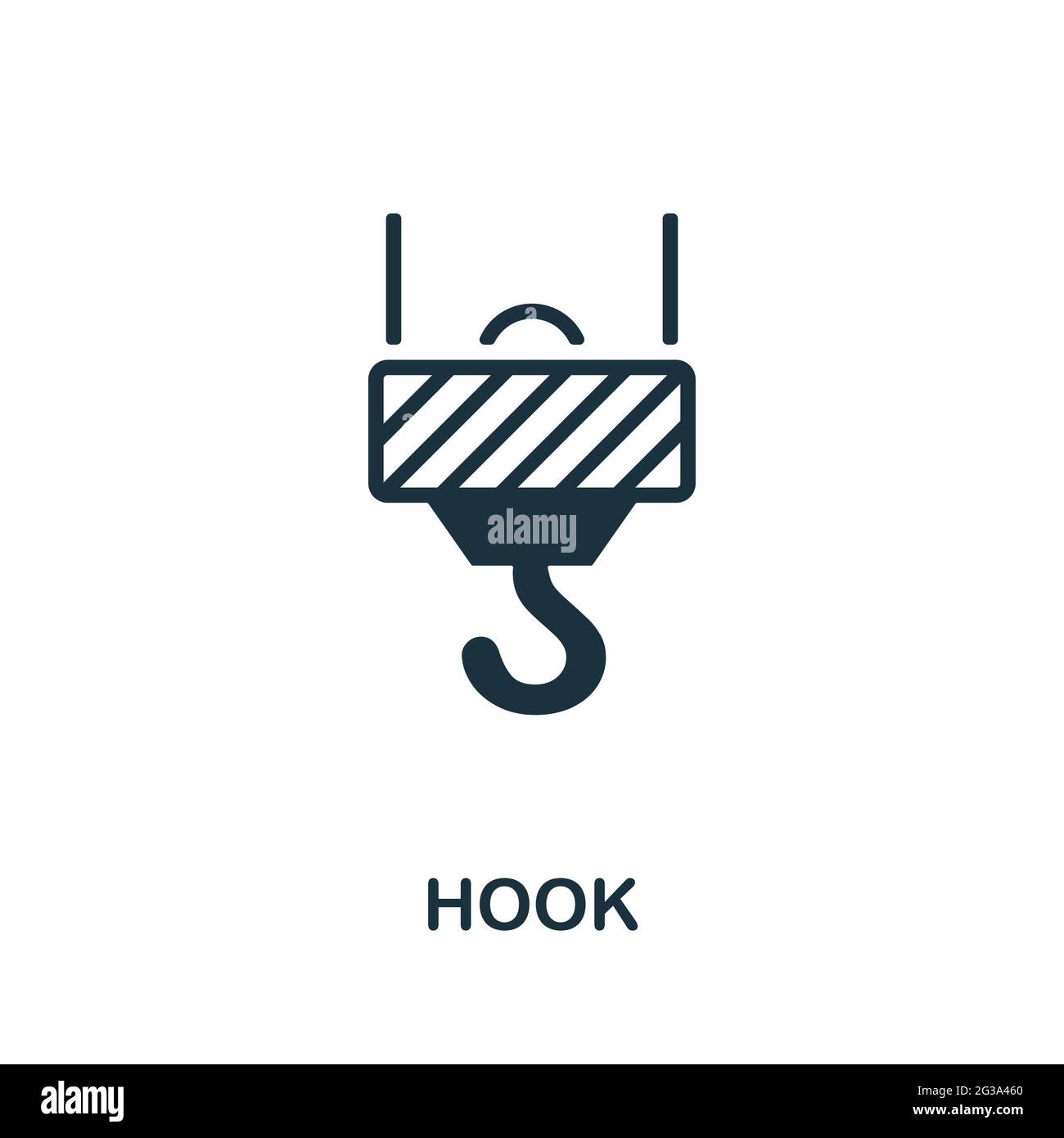 Hook-Symbol. Monochromes einfaches Element aus der Fertigungskollektion. Kreatives Hook-Symbol für Webdesign, Vorlagen, Infografiken und mehr Stock Vektor