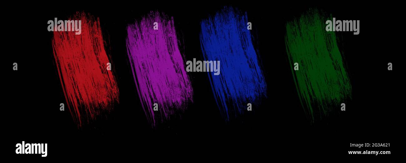 Malen Sie Striche auf einem schwarzen Banner.. Platz für Text Stockfoto