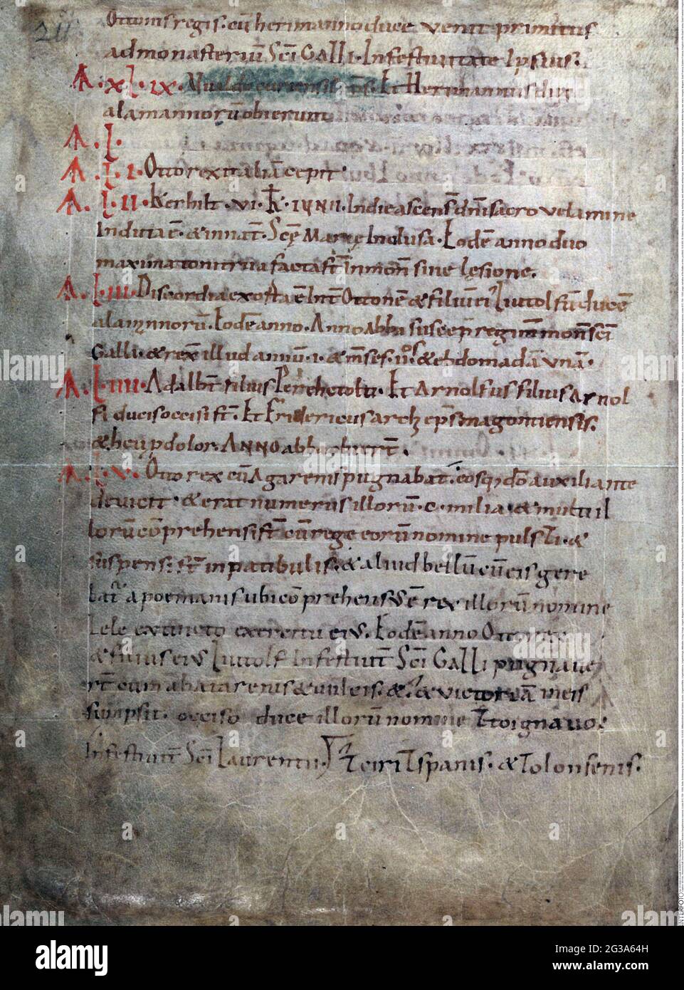 Wissenschaft, Geschichte, Quellen, Annales Sangallenses maiores, Codex 915, 709 - 1056, SEITE, ZUSÄTZLICHE-RIGHTS-CLEARANCE-INFO-NOT-AVAILABLE Stockfoto