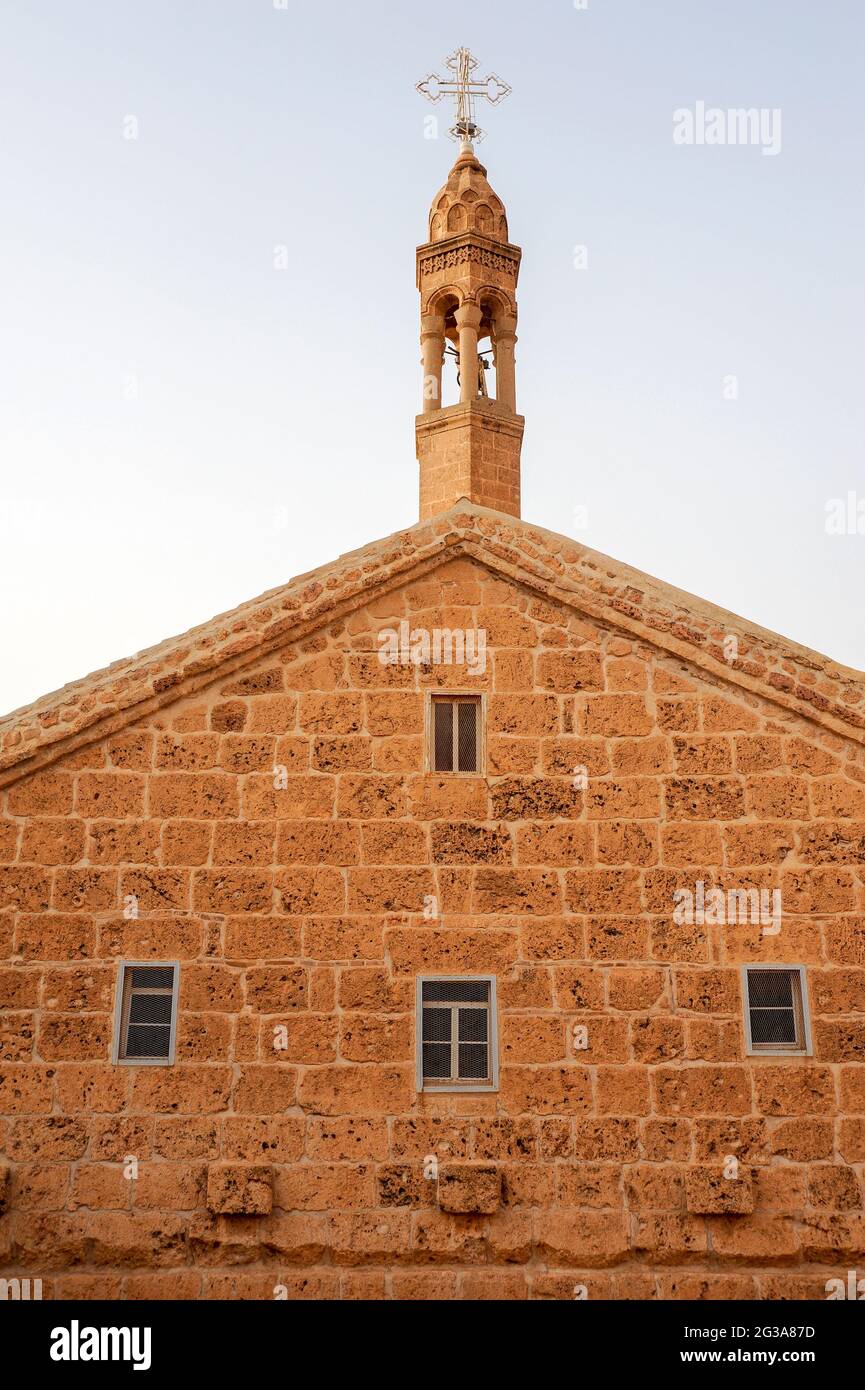 Mor Gabriel Kloster Glockenturm, Mardin, Türkei Land Stockfoto