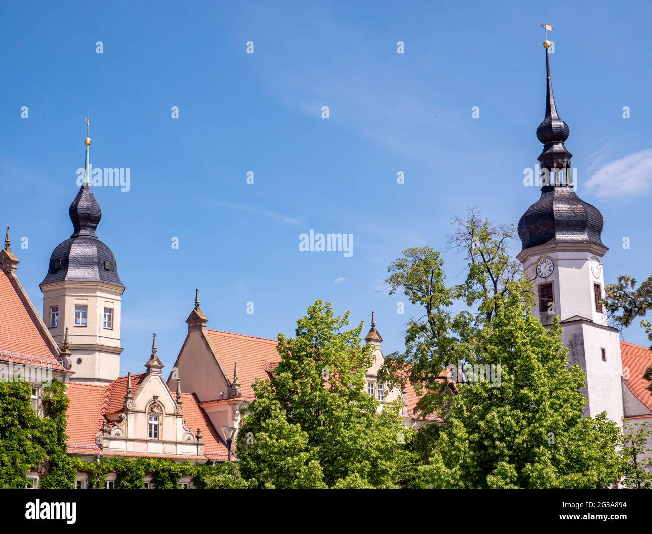 Skyline von Riesa in Sachsen Stockfoto