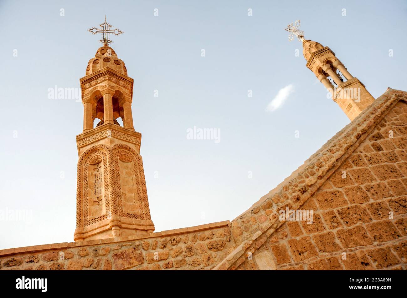 Mor Gabriel Kloster Glockenturm, Mardin, Türkei Land Stockfoto