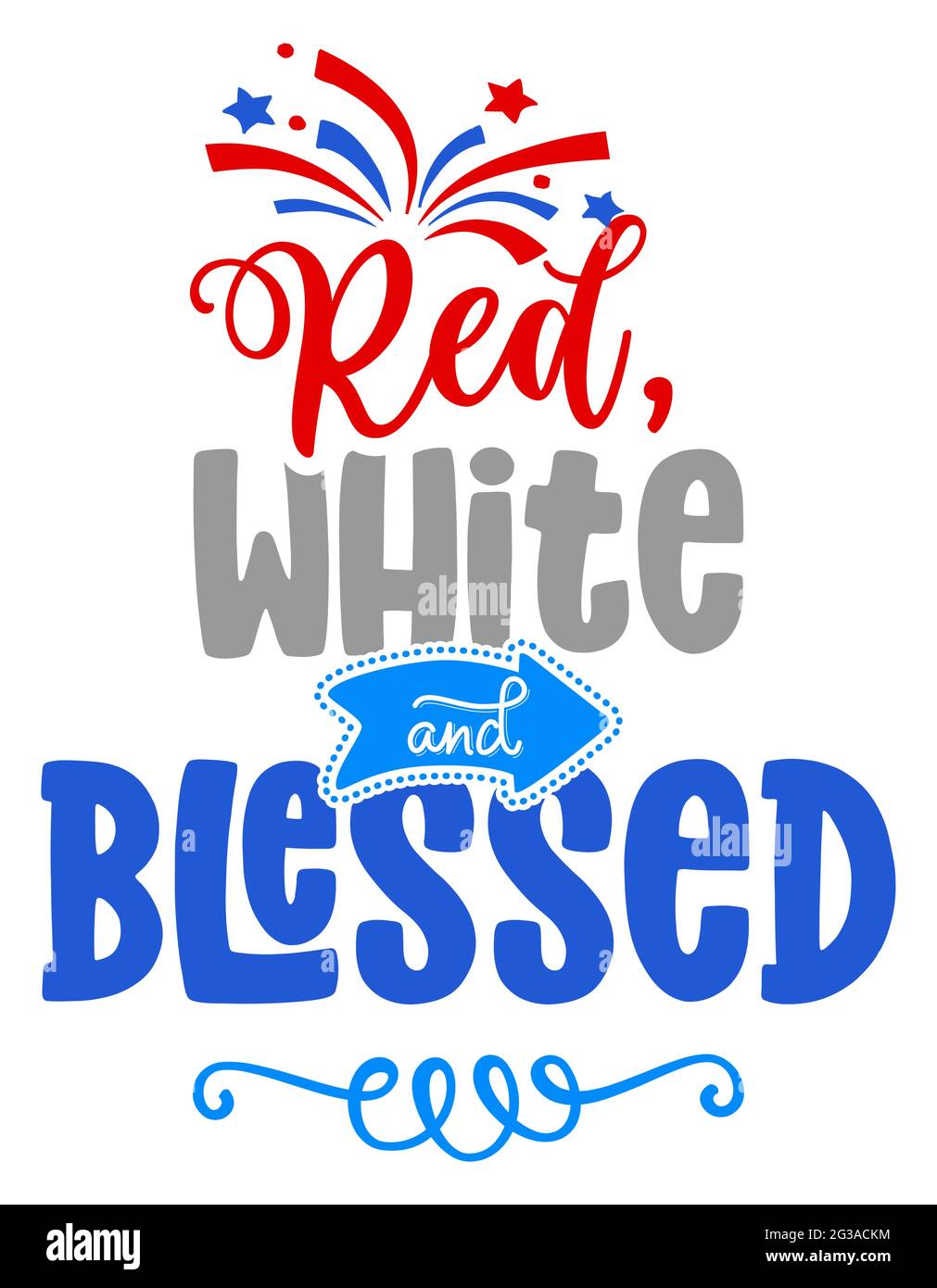 Rot, weiß und gesegnet - Happy Independence Day 4. Juli Schriftzug Design Illustration. Stock Vektor