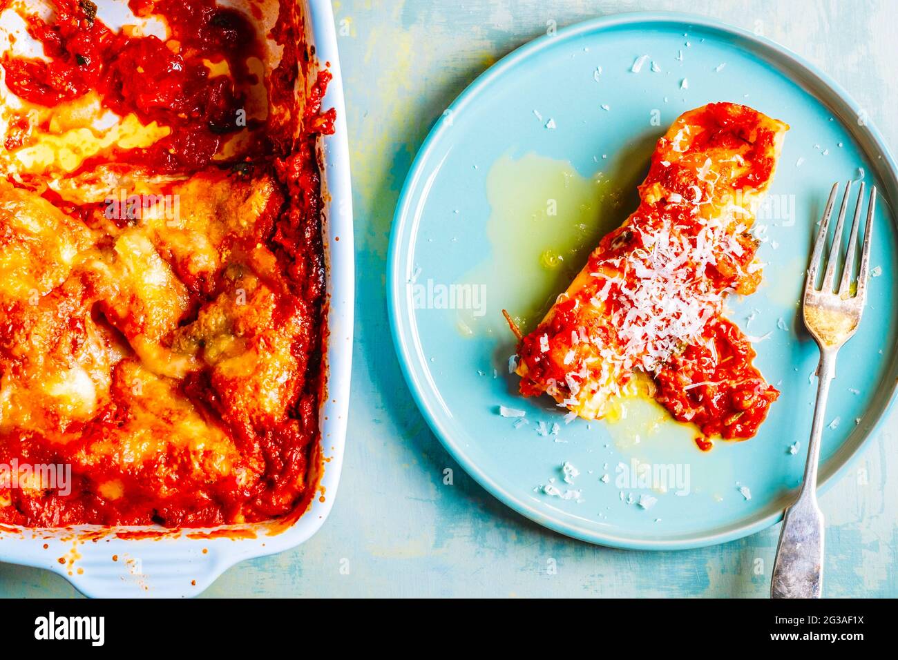 Gebackene Cannelloni Italienische Küche Italien Stockfoto