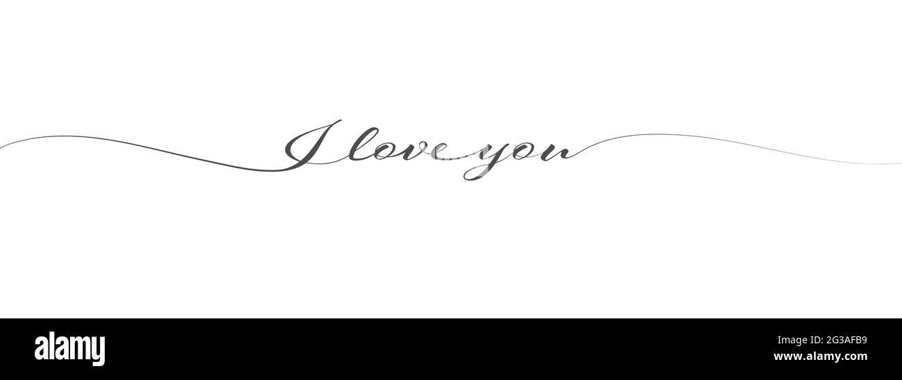 Kalligrafische Inschrift Ich LIEBE DICH in einer Zeile. Flacher Style Stock Vektor