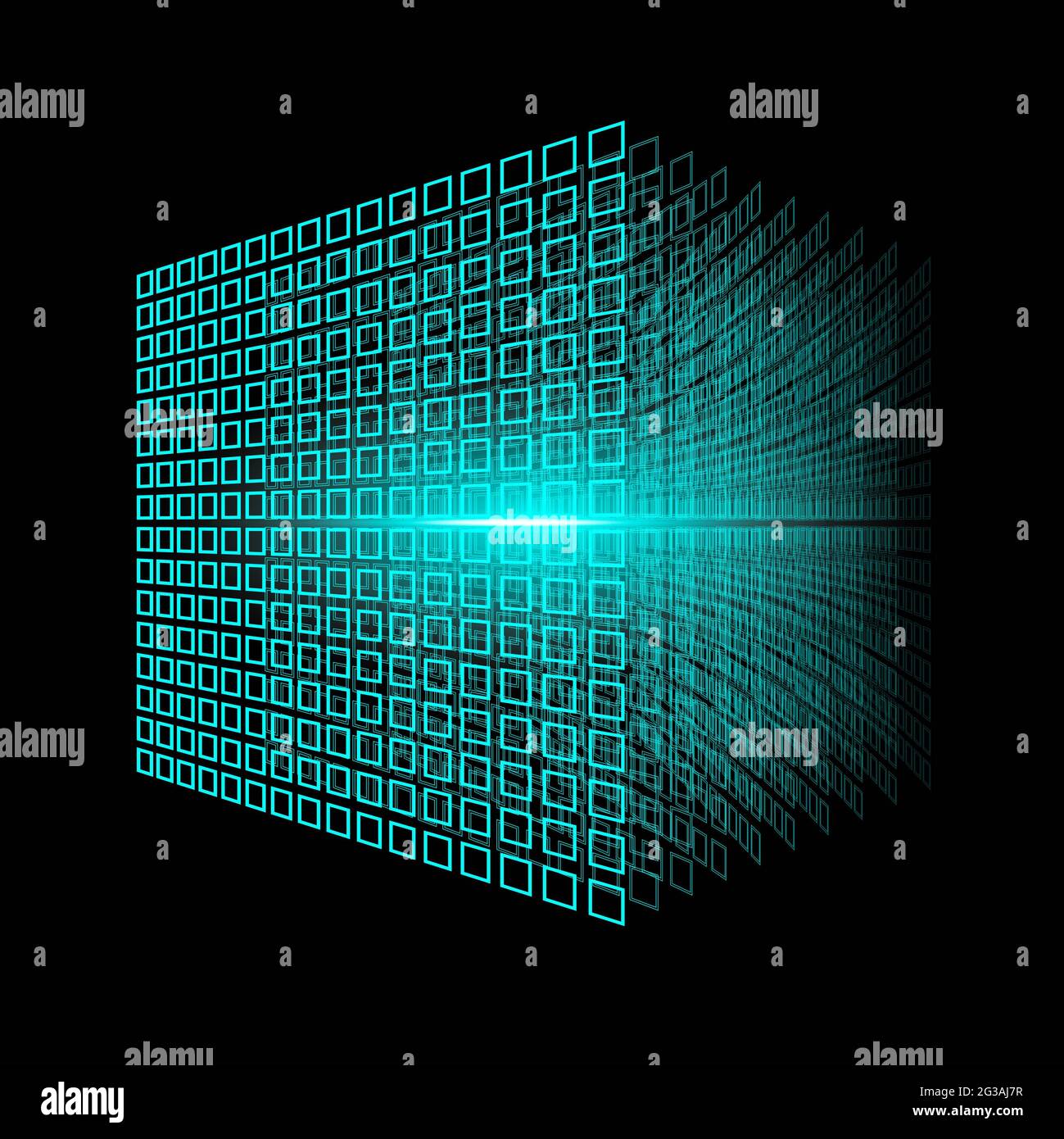 Blockchain-Technologie. Big-Data-Würfel. 3D geometrische Würfel aus kleinen Stücken. Stockfoto