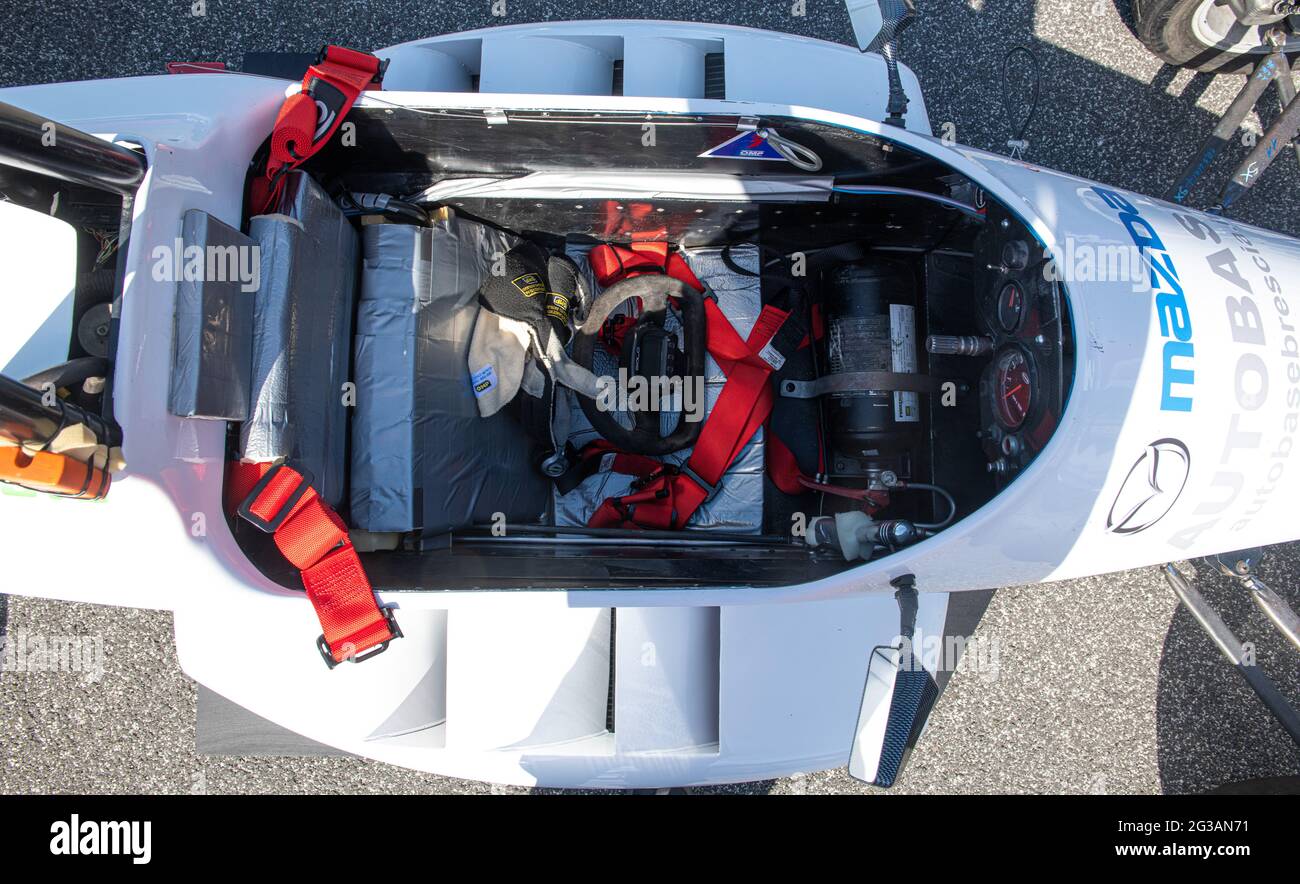 VallelungaJuni 13 2021, FX-Rennen. Blick auf Rennwagen Einsitzer leeres Cockpit ohne Fahrer direkt von oben Stockfoto