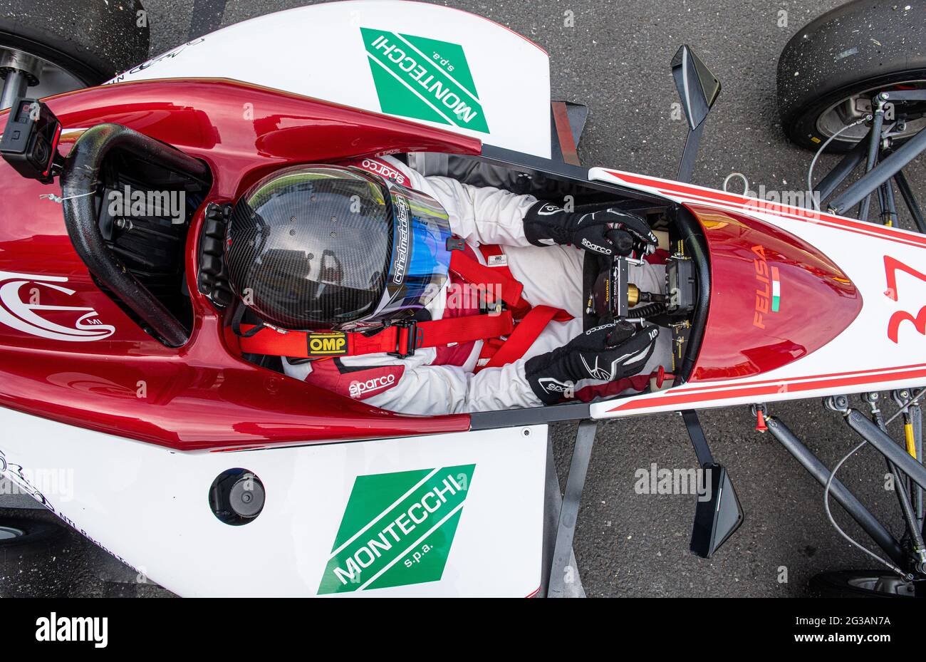 VallelungaJuni 13 2021, FX-Rennen. Blick auf Rennwagen-Einsitzer-Cockpit direkt von oben Stockfoto