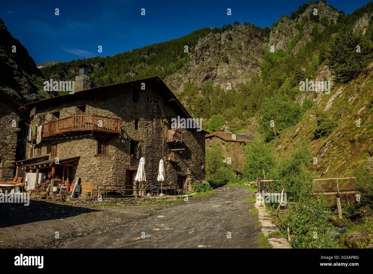 Das Sisqueta-Haus im Dorf Tor (Pallars Sobirà, Katalonien, Spanien, Pyrenäen) ESP: La casa Sisqueta en el Pueblo de Tor (Cataluña, España) Stockfoto