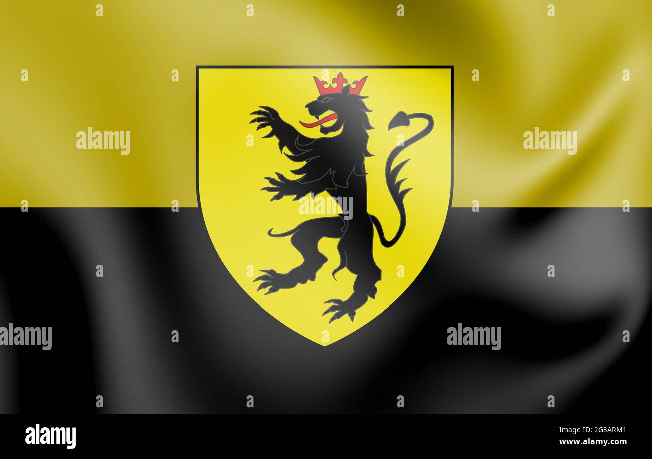 3D-Flagge von Andenne (Provinz Namur), Belgien. 3D-Illustration. Stockfoto