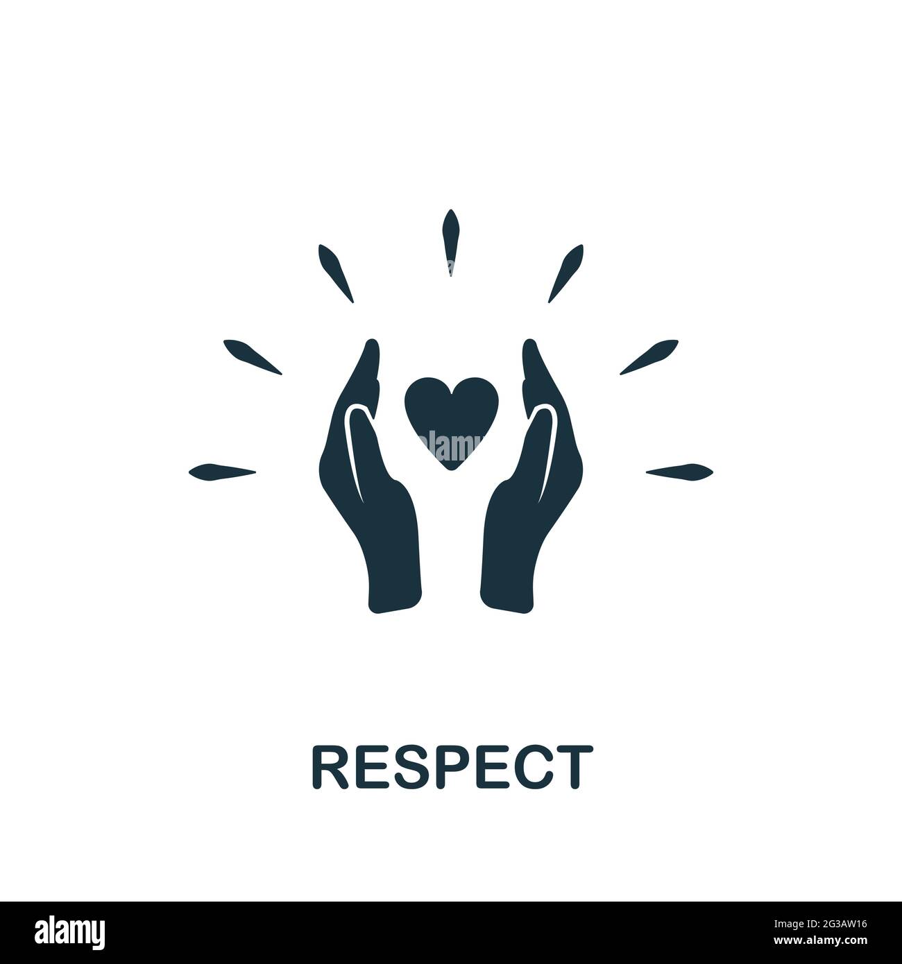 Symbol „Respekt“. Einfaches kreatives Element. Ausgefülltes monochromes Respect-Symbol für Vorlagen, Infografiken und Banner Stock Vektor