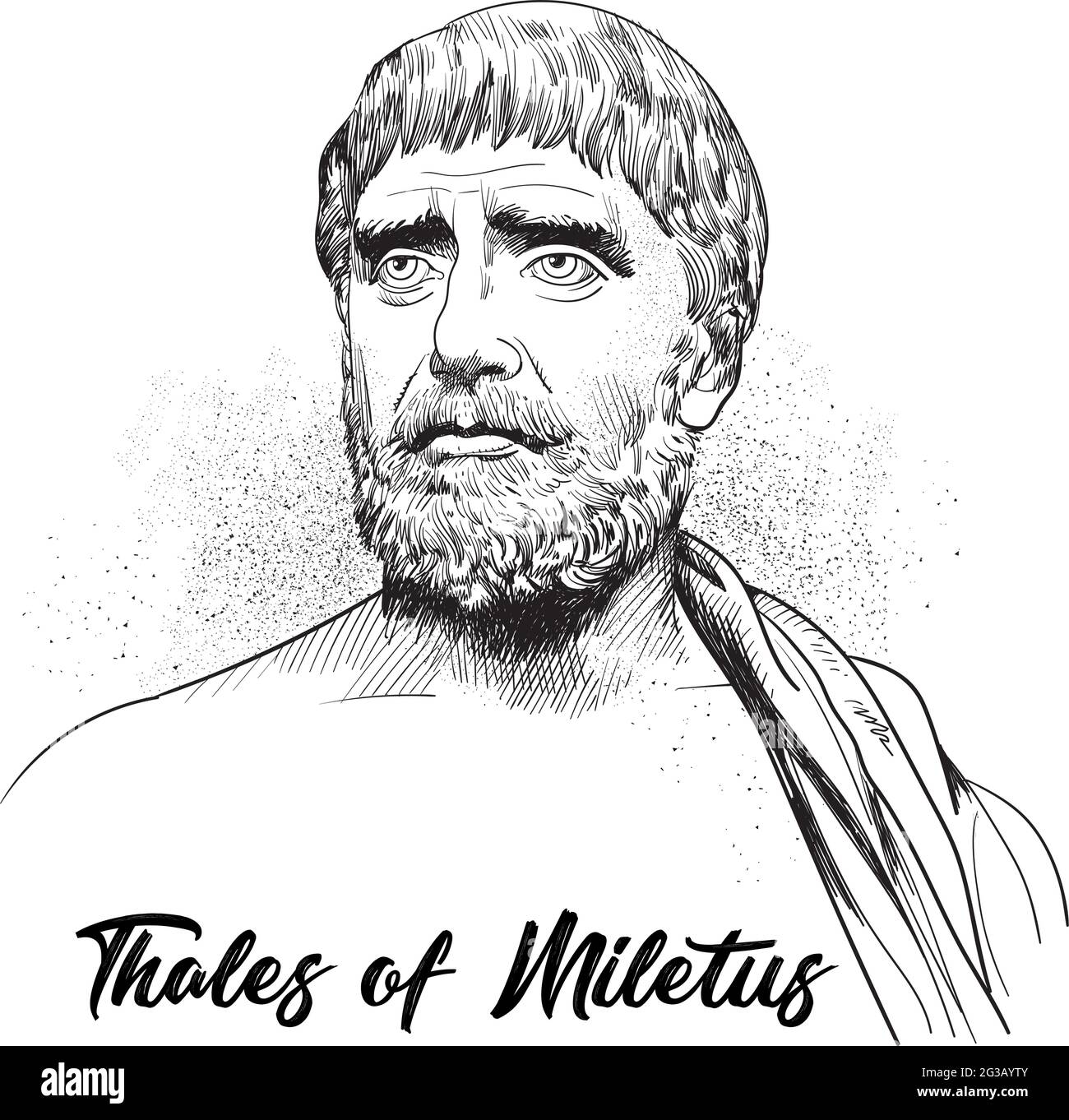 Thales von Milet line Art Portrait. Pre-Socratic griechischer Philosoph, Mathematiker und Astronom. Vektor Stock Vektor