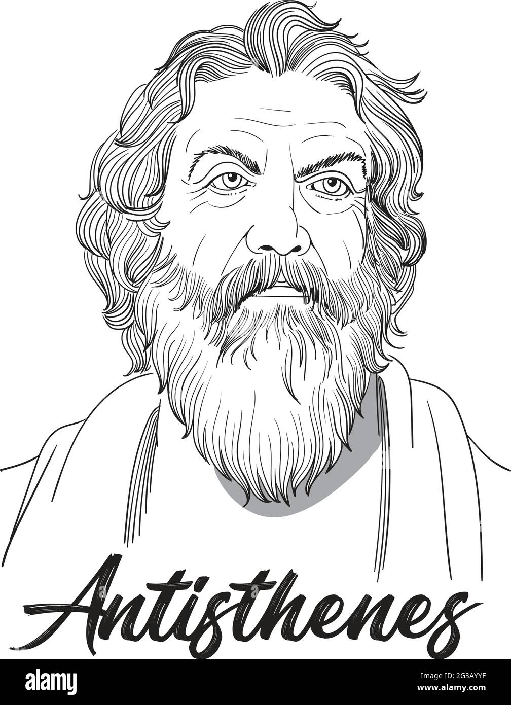 Antisthenes c. 446 – c. 366 v. Chr.) war ein griechischer Philosoph und Schüler von Sokrates Stock Vektor