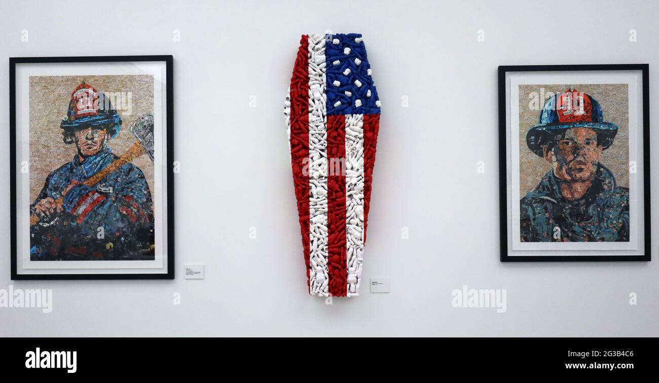 Der Künstler Ben Turnbull präsentiert American History Remix, eine Retrospektive Ausstellung, die durch die turbulente Vergangenheit von 150 Jahren Amerikas führt und am 17. Eröffnet wird Stockfoto