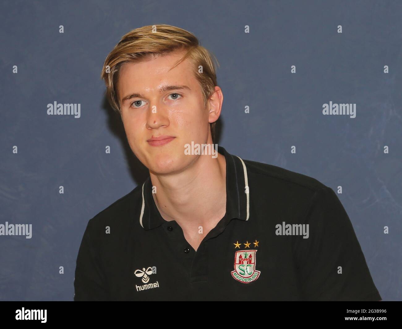 Schwedischer Handball-Torwart Tobias Thulin SC Magdeburg HBL Liqui Moly Handball Bundesliga-Saison 2020-21 Stockfoto