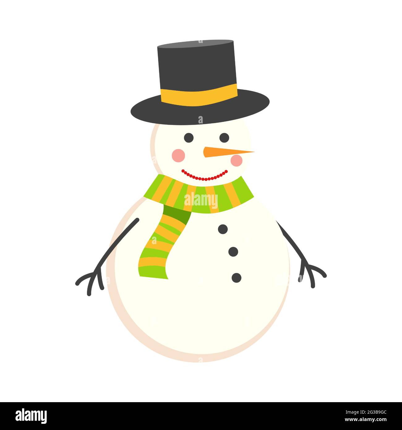 Schneemann für weihnachten und Winter, niedlichen Charakter flaches Design Stock Vektor