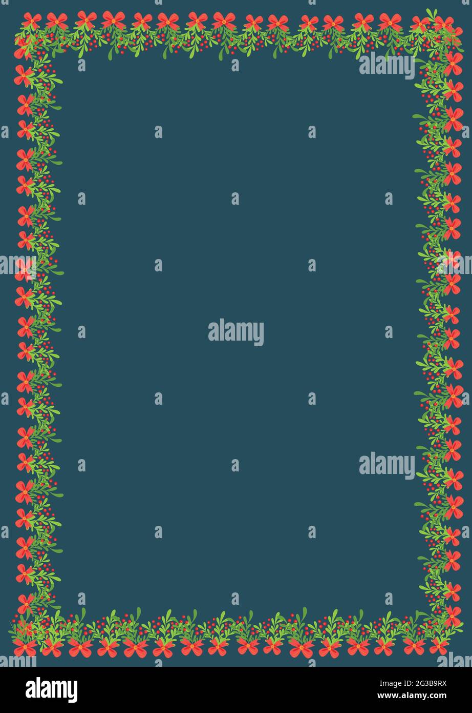 Fabelhafter Winter. Illustration von Weihnachtspflanzen Rahmen. Zeichnung für eine Postkarte, Poster, Hintergrund. Stock Vektor