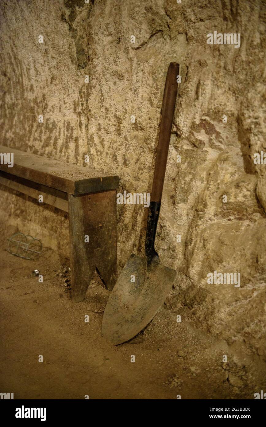 Innenraum des Bombenschutzbunker des Bahnhofs in La Garriga, der während des Spanischen Bürgerkrieges genutzt wurde (Barcelona, Katalonien, Spanien) Stockfoto