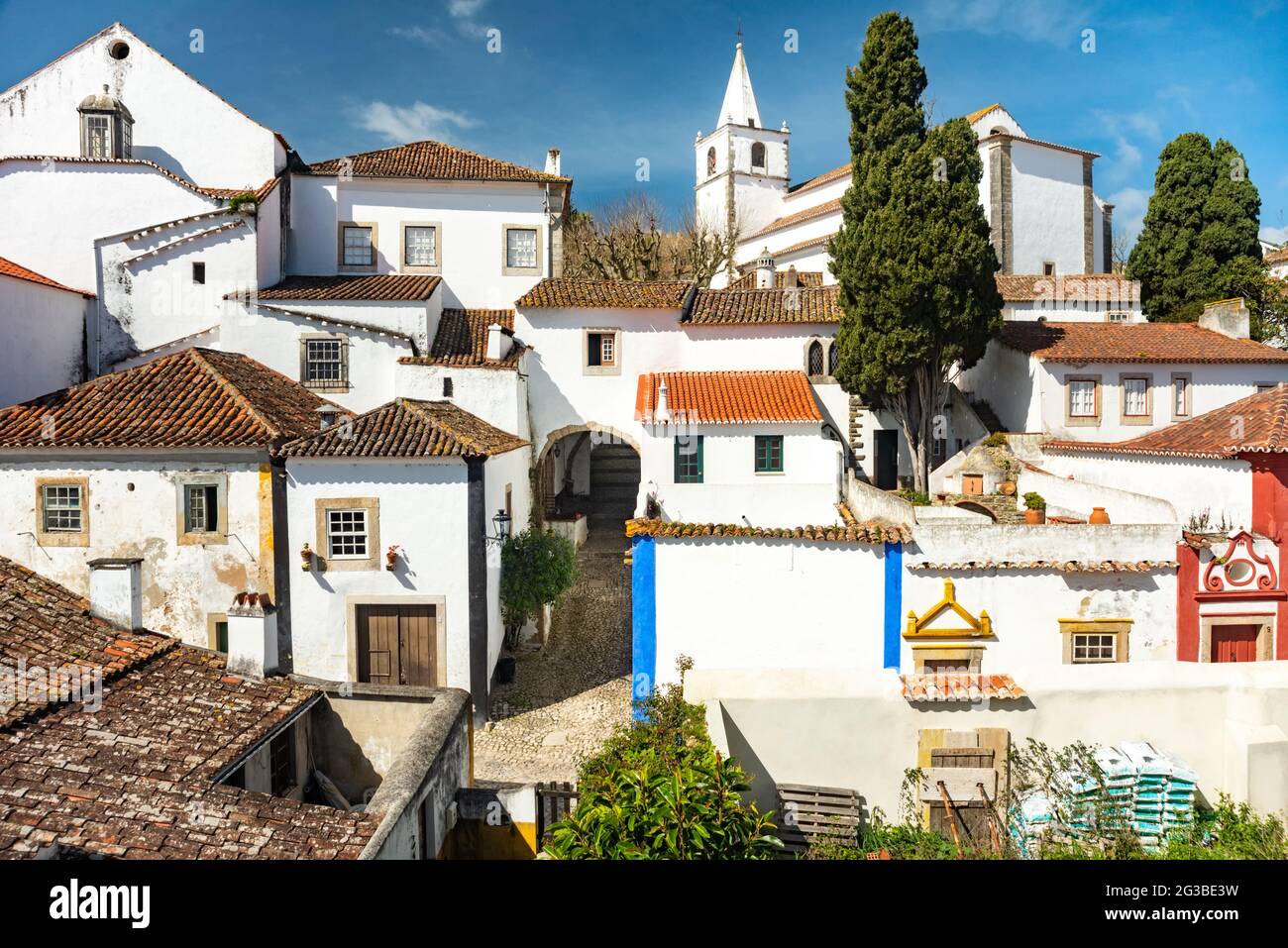 Historisches Zentrum von Obidos mittelalterliche Stadt, Attraktion von Portugal Stockfoto