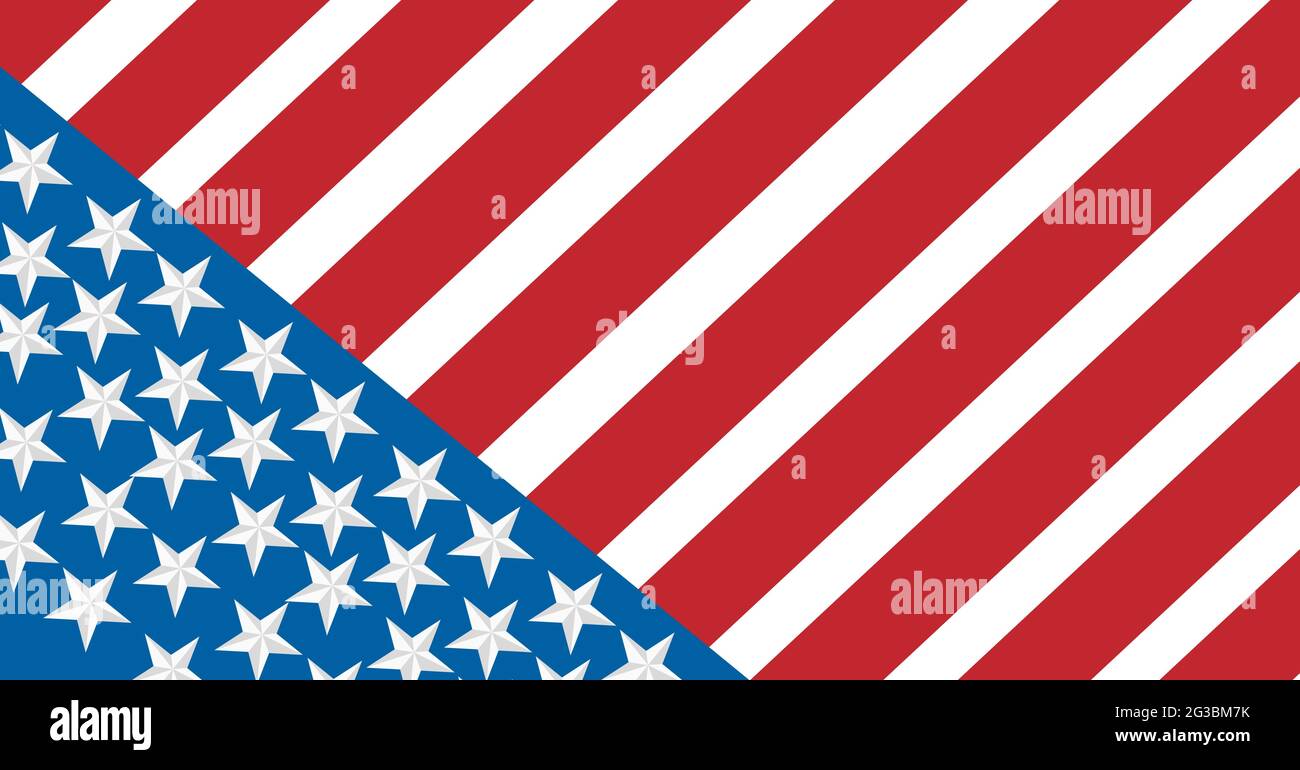 Komposition aus weißen Sternen auf blauem Dreieck und roten und weißen Streifen der amerikanischen Flagge Stockfoto