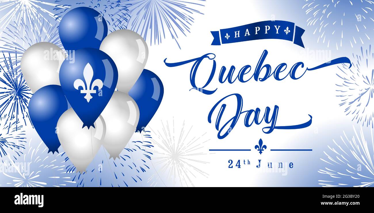Alles gute zum Quebec Day kreative Grüße. Isolierte abstrakte Grafik-Design-Vorlage. Quebecs Konzept für den Nationalfeiertag. St. Jean-Baptiste Day. 3D Stock Vektor
