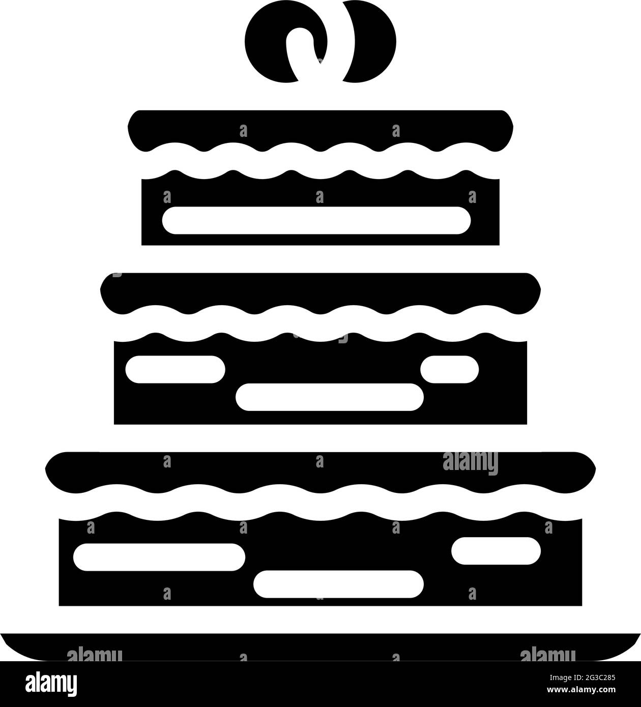 Kuchen Hochzeit Dessert Glyphe Symbol Vektor Illustration Stock Vektor