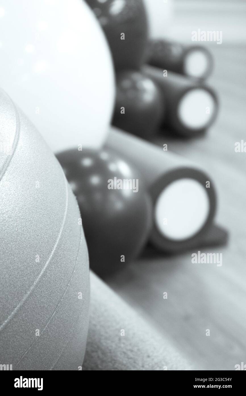 Ausrüstung für Gymnastik und Pilates Übungen Stockfoto