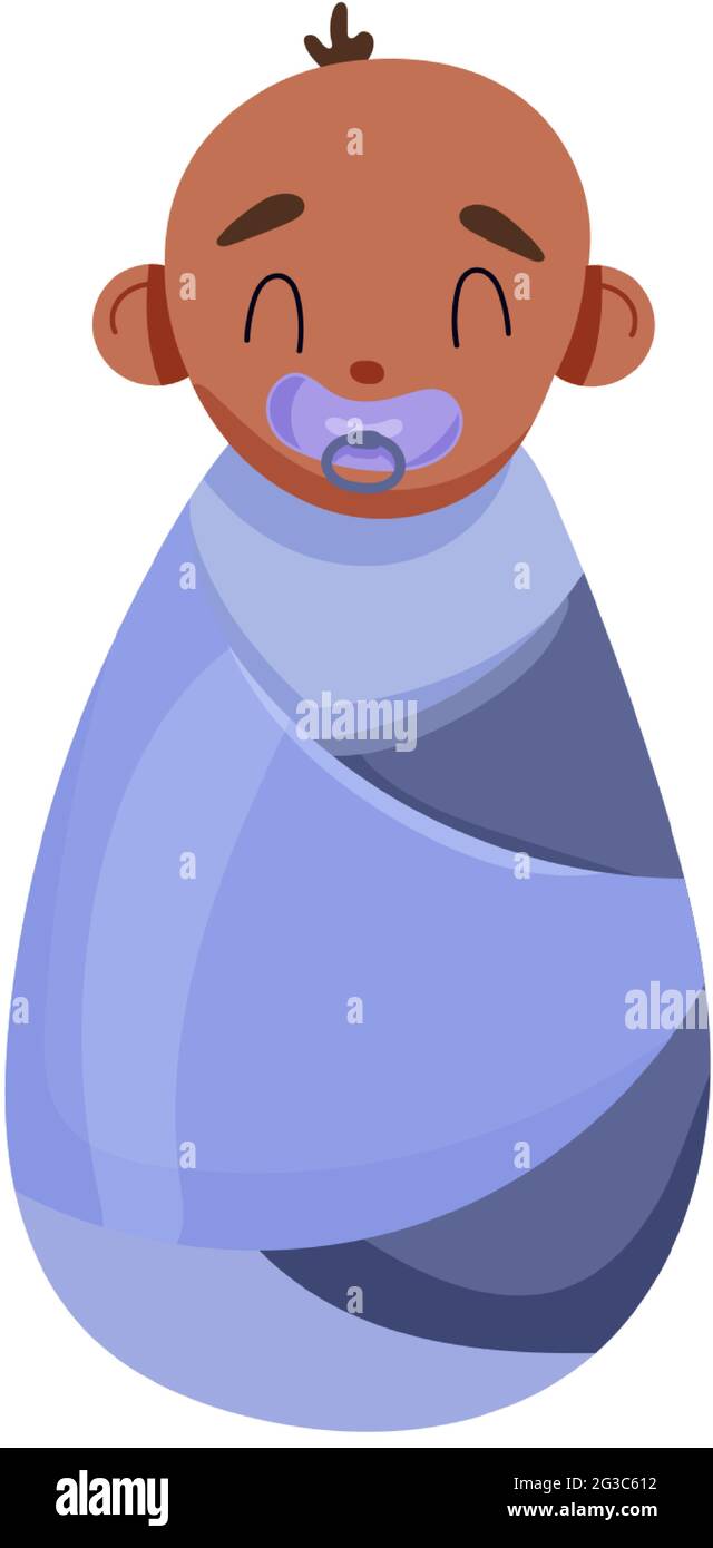 Afrikanisches Neugeborenes mit Schnuller. Muttertag. Vektorgrafik. Stock Vektor