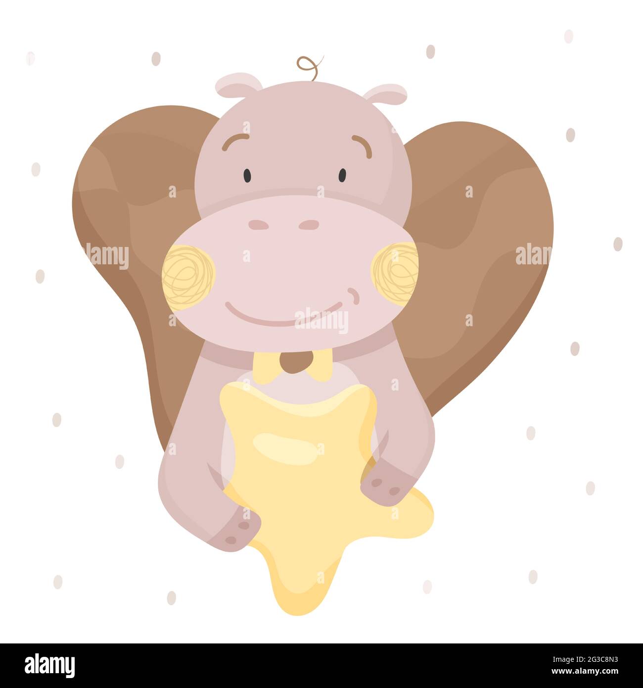 Das süße Nilpferd hält einen Stern. Baby Tier Konzept Illustration für Kinderzimmer, Charakter für Kinder. Ideal zum Dekorieren von Kinderzimmer und Drucken auf Baby Stock Vektor