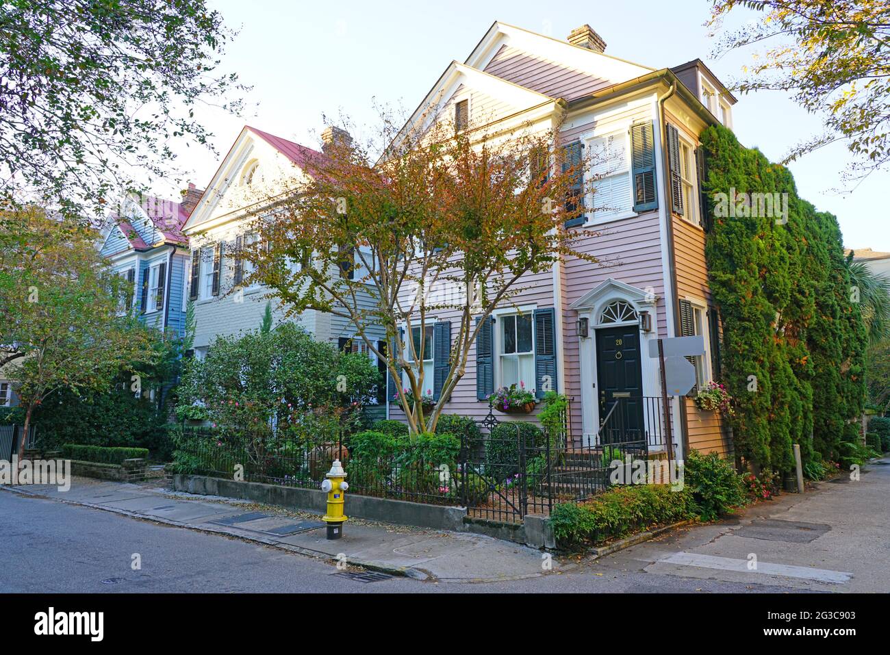Charleston, SC -21. November 2019 - Blick auf den alten und Historischen Bezirk Charleston, die älteste und zweitgrößte Stadt in South Carolina. Stockfoto