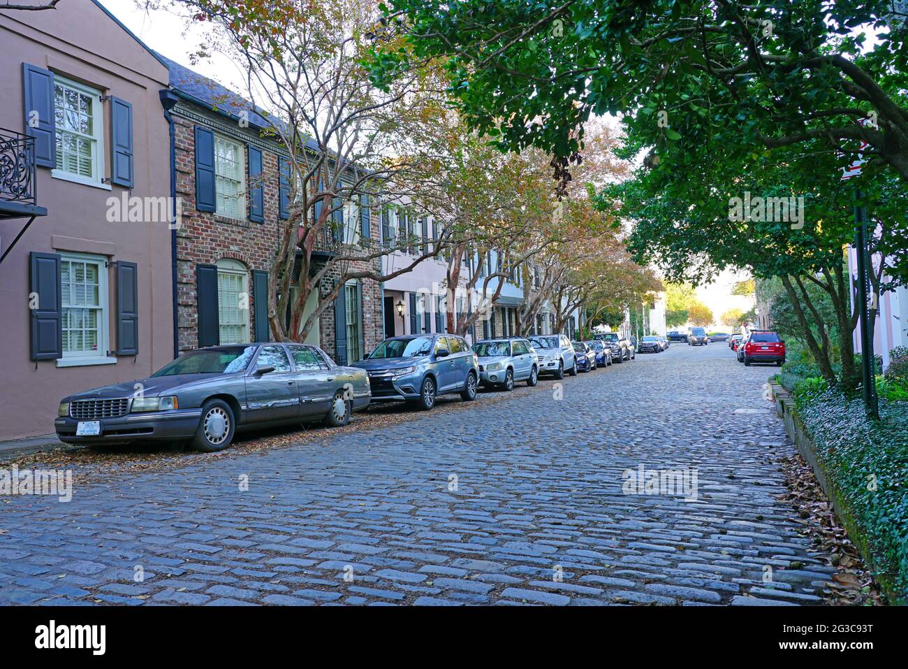 Charleston, SC -21. November 2019 - Blick auf den alten und Historischen Bezirk Charleston, die älteste und zweitgrößte Stadt in South Carolina. Stockfoto