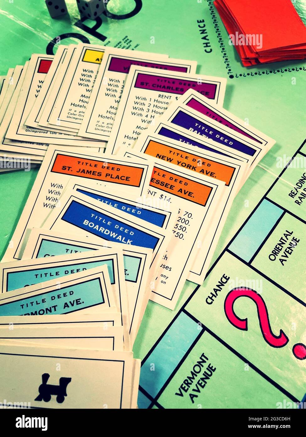 Monopoly Brettspiel ist ein beliebtes internationales Immobilienhandelsspiel, USA Stockfoto